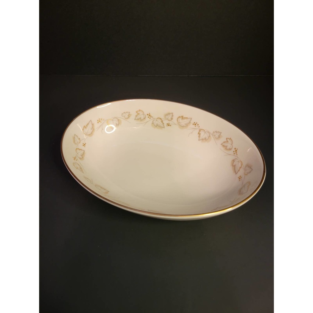 Vintage Noritake Ivory China Goldivy 9" Oval Serving Vegetable Bowl 7531